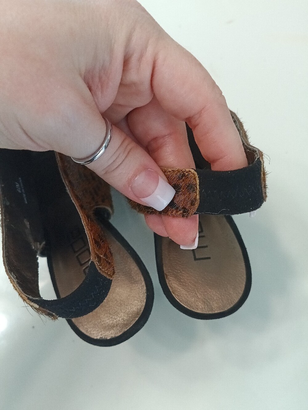 Moda Spana Leopard Calf Hair Peep Toe Slingback Heels | Gold Zip | Size 6.5 - Picture 11 of 15